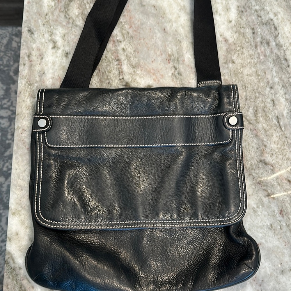 Larger Fossil Mail Carrier Crossbody with webbing thick strap flap  12 x 12